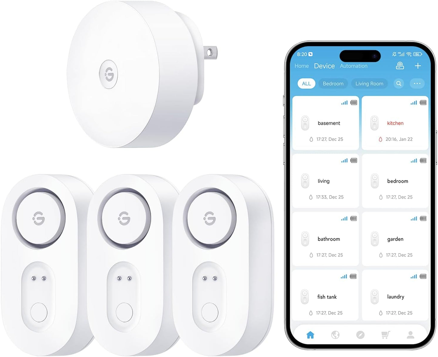 GoveeLife Smart Water Leak Detector with Long Range and Alerts