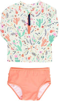 RuffleButts Long Sleeve Rash Guard 2 Piece Swimsuit Set - UPF 50 Sets