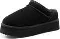 Women's Suede Platform Slippers - Cozy Memory Foam Furry House Shoes