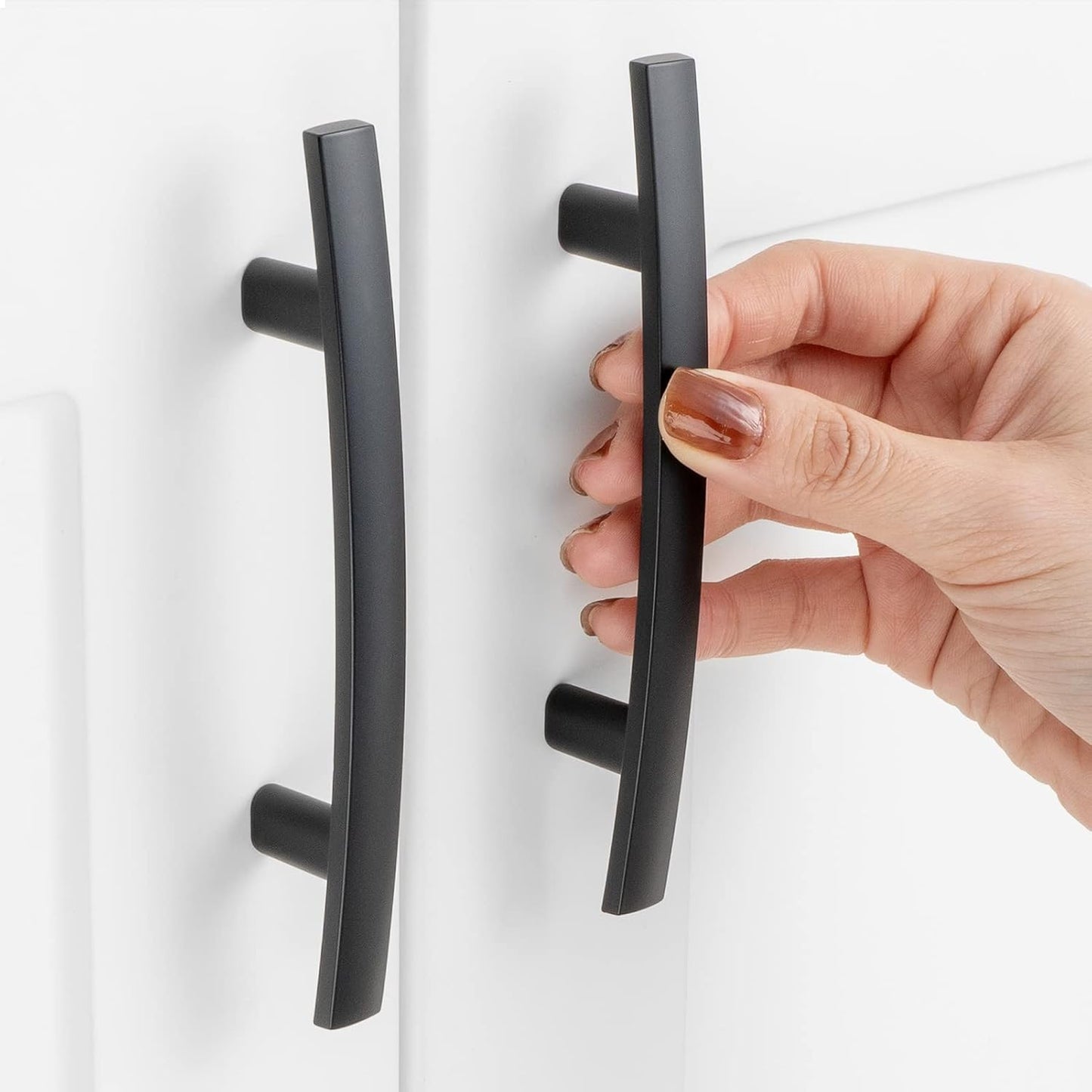 30 Pack 3 Inch Hole Centers Curved Matte Black Cabinet Pulls