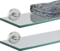 Bathroom Glass Shelf Brushed 12 by 5 in - Durable Tempered Glass