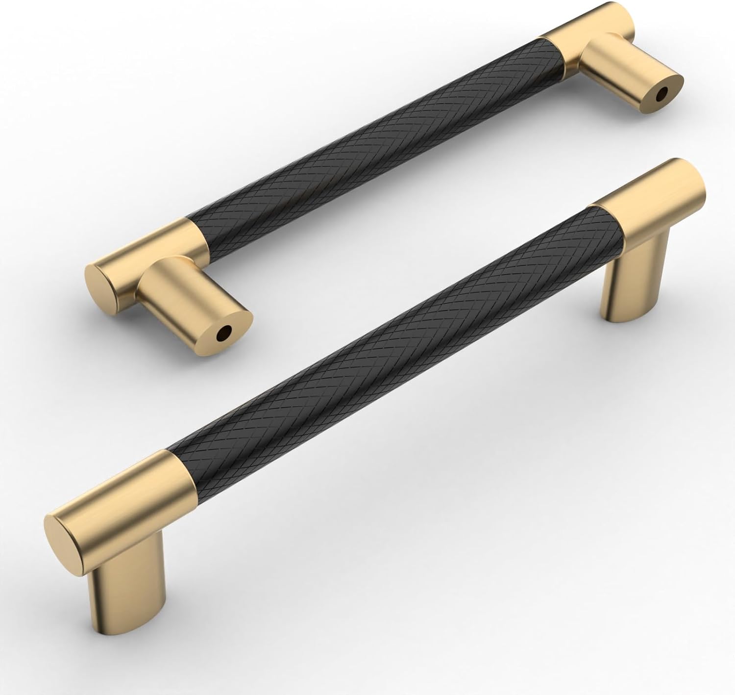 Amerdeco 10 Pack Matte Black and Gold Knurled Cabinet Pulls