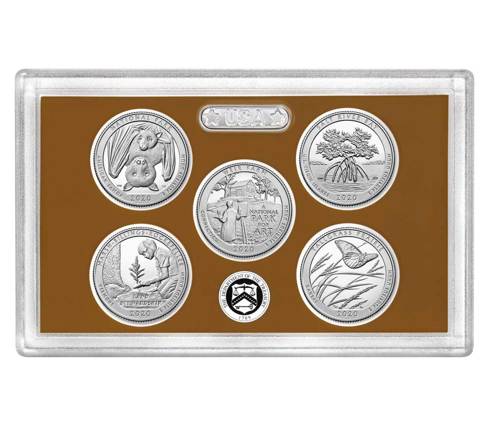 2020 S America the Beautiful Quarter Proof Set - 5 Coin Clad S Proofs