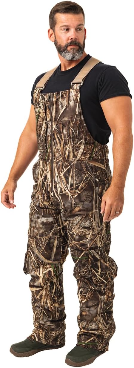 Realtree Men's Camo Hunting Insulated Bibs for Cold Weather