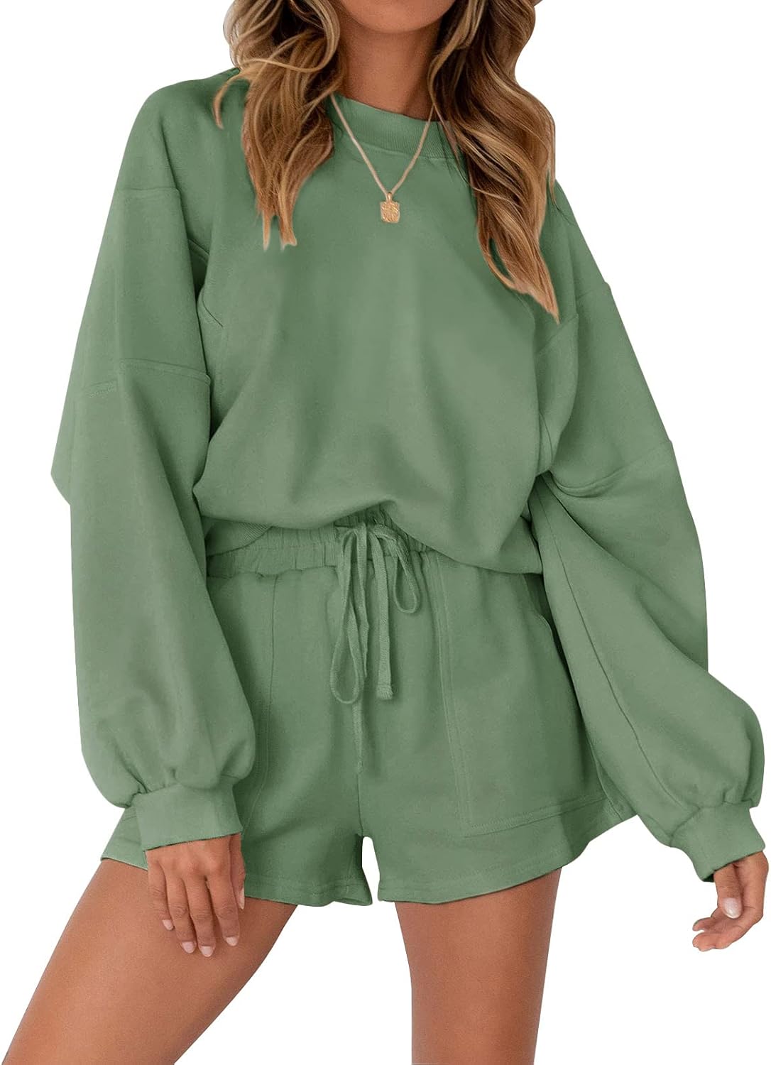 MEROKEETY Women's Oversized Batwing Sleeve Lounge Set for Comfort