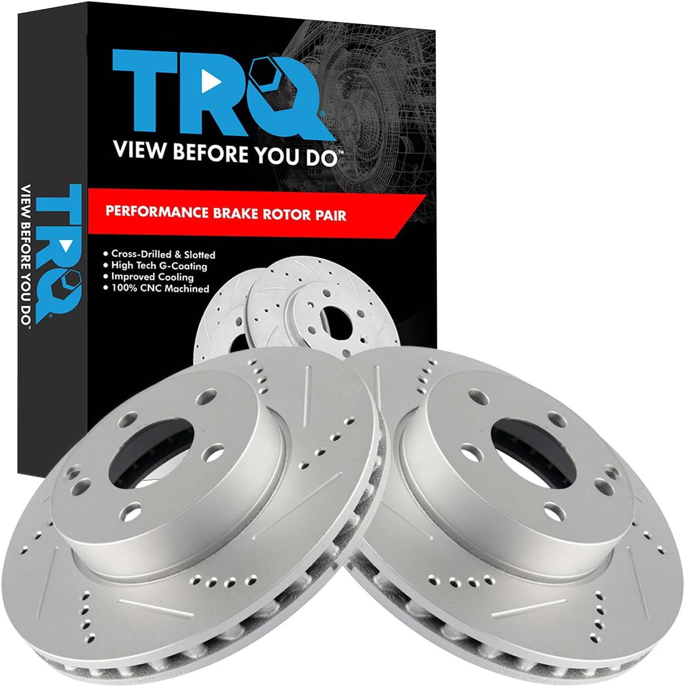 TRQ Front Performance Brake Rotors Set for Mercedes-Benz C-Class