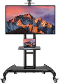 Rolling TV Stand for 32-82 in TVs - Mobile Tilt Cart with Shelf