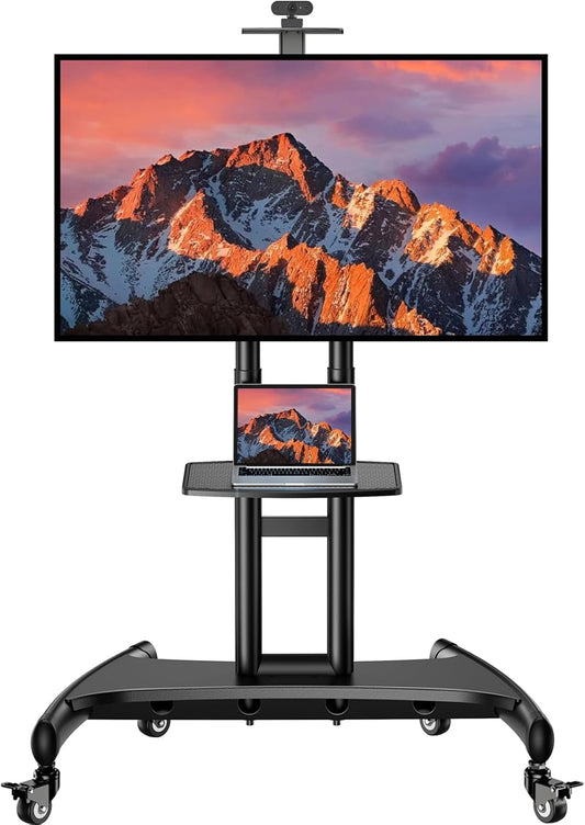 Portable TV Cart | Height Adjustable Stand - Up to 100 lbs