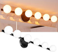 38in Black 6-Light Bathroom Vanity Light - Globe Shadow-Free