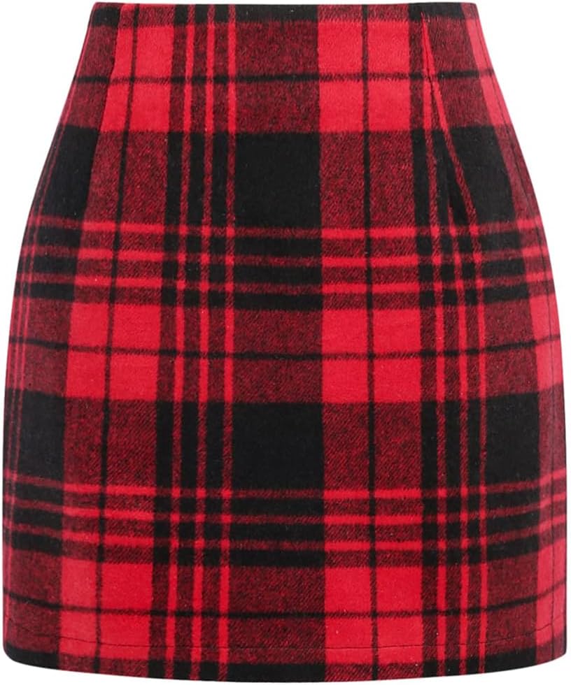 Plaid Mini Skirt for Women High Waist A Line Bodycon Style