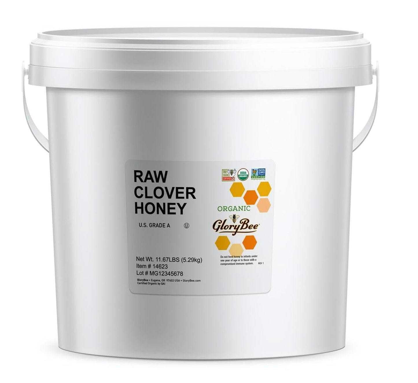 GloryBee Raw Honey - Organic Clover Bulk Pail for Sweetening