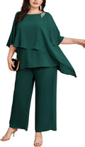 Plus Size Mother of Bride Pant Suits for Women - Chiffon Ruffle Set