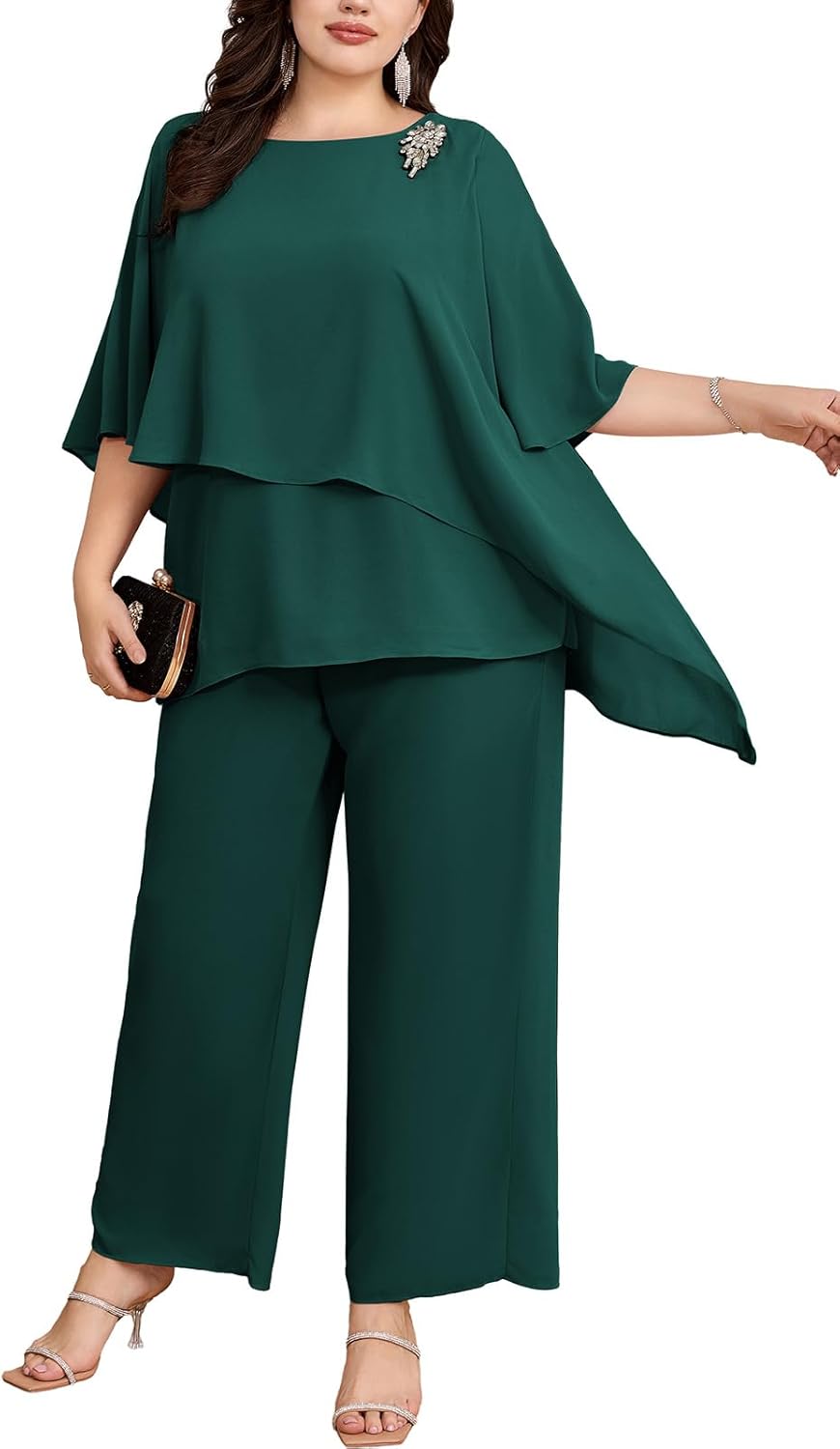Plus Size Mother of Bride Pant Suits for Elegant Weddings