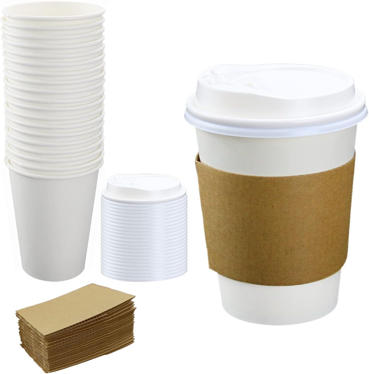 Lechay 12oz 20pcs Disposable Coffee Cups with Lids - Convenient on-the-go solution!