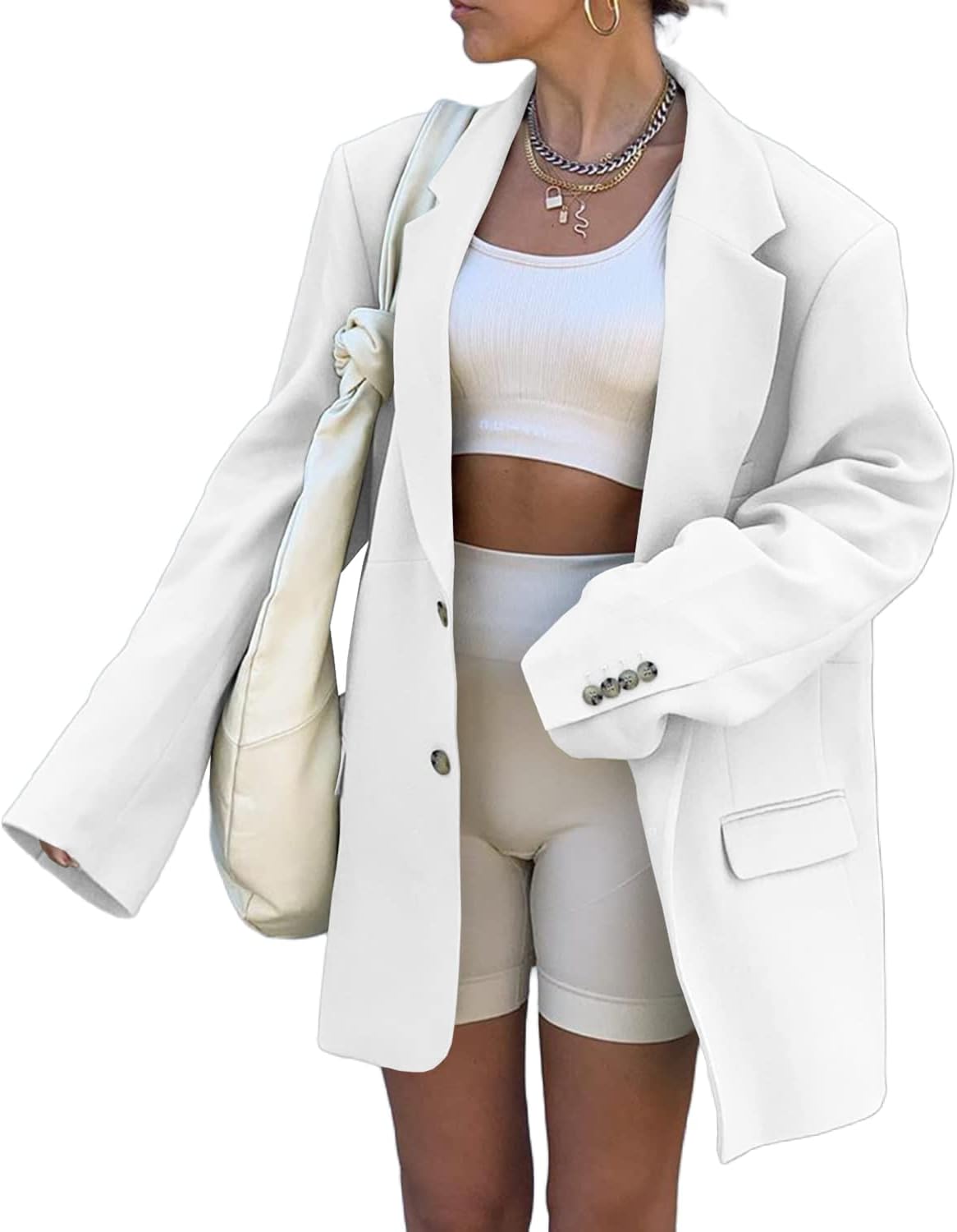 Grlasen Women Casual Elegant Long Sleeve Oversized Blazer