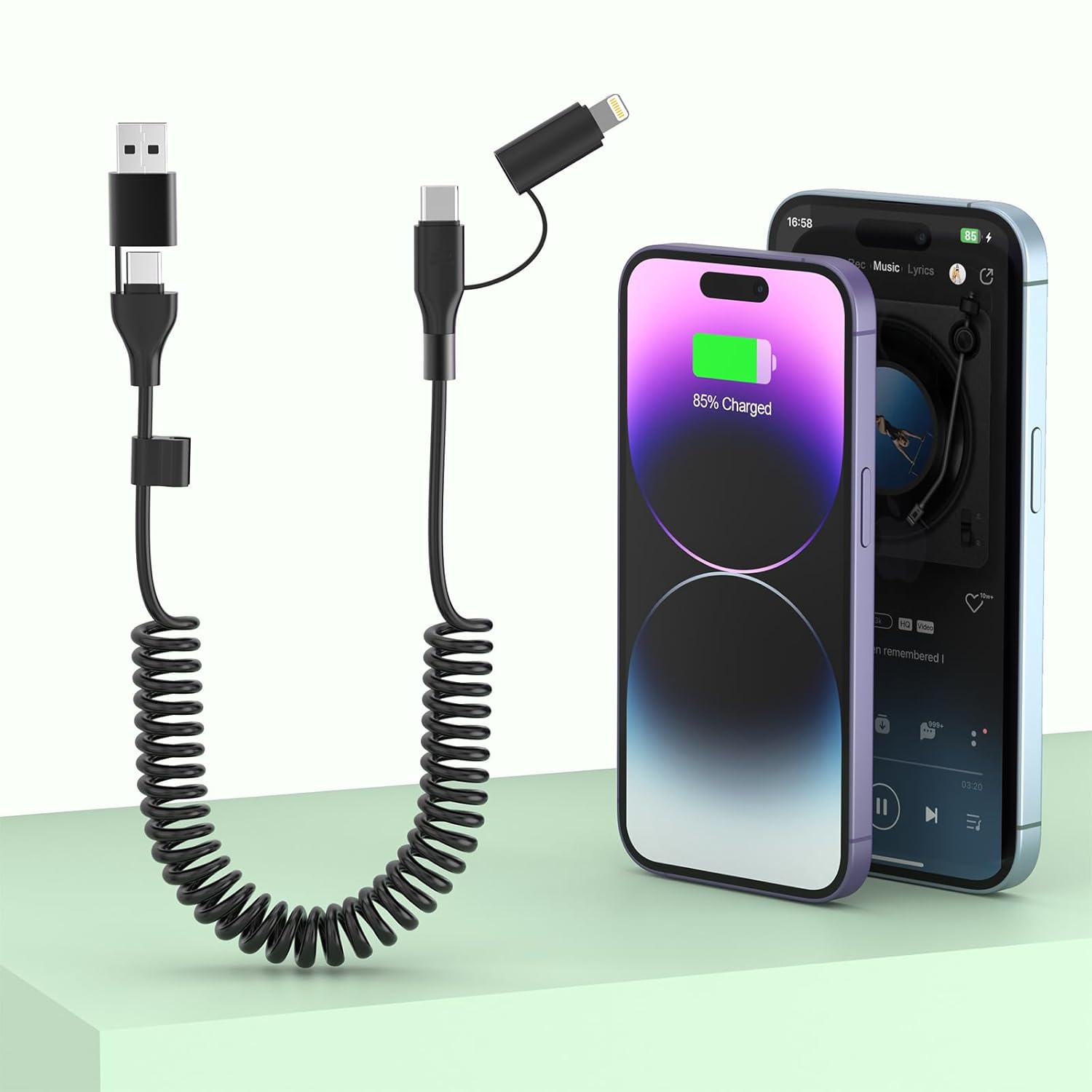 MTAKYI 4-in-1 Fast Charge Cable for Apple & Android