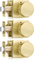 Haidms Gold Door Knobs Interior Privacy - Brushed Brass 3 Pack