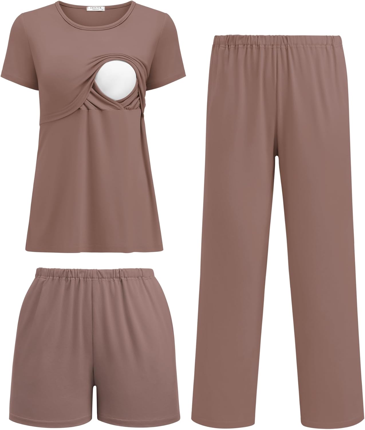 Ekouaer 3 Piece Postpartum Nursing Pajamas Set for Moms