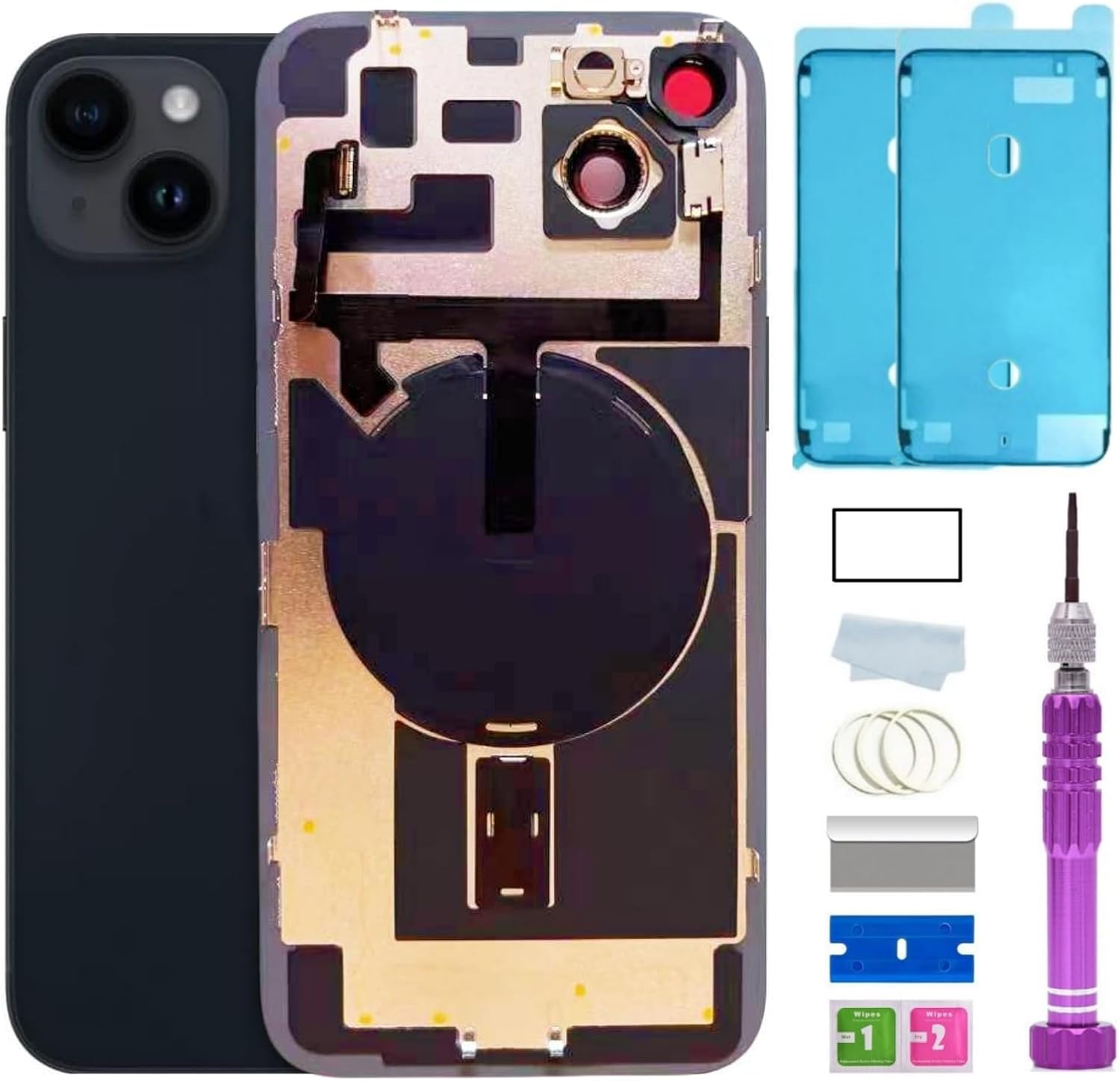 14 Plus Back Glass Replacement Kit for iPhone 14 Plus Midnight