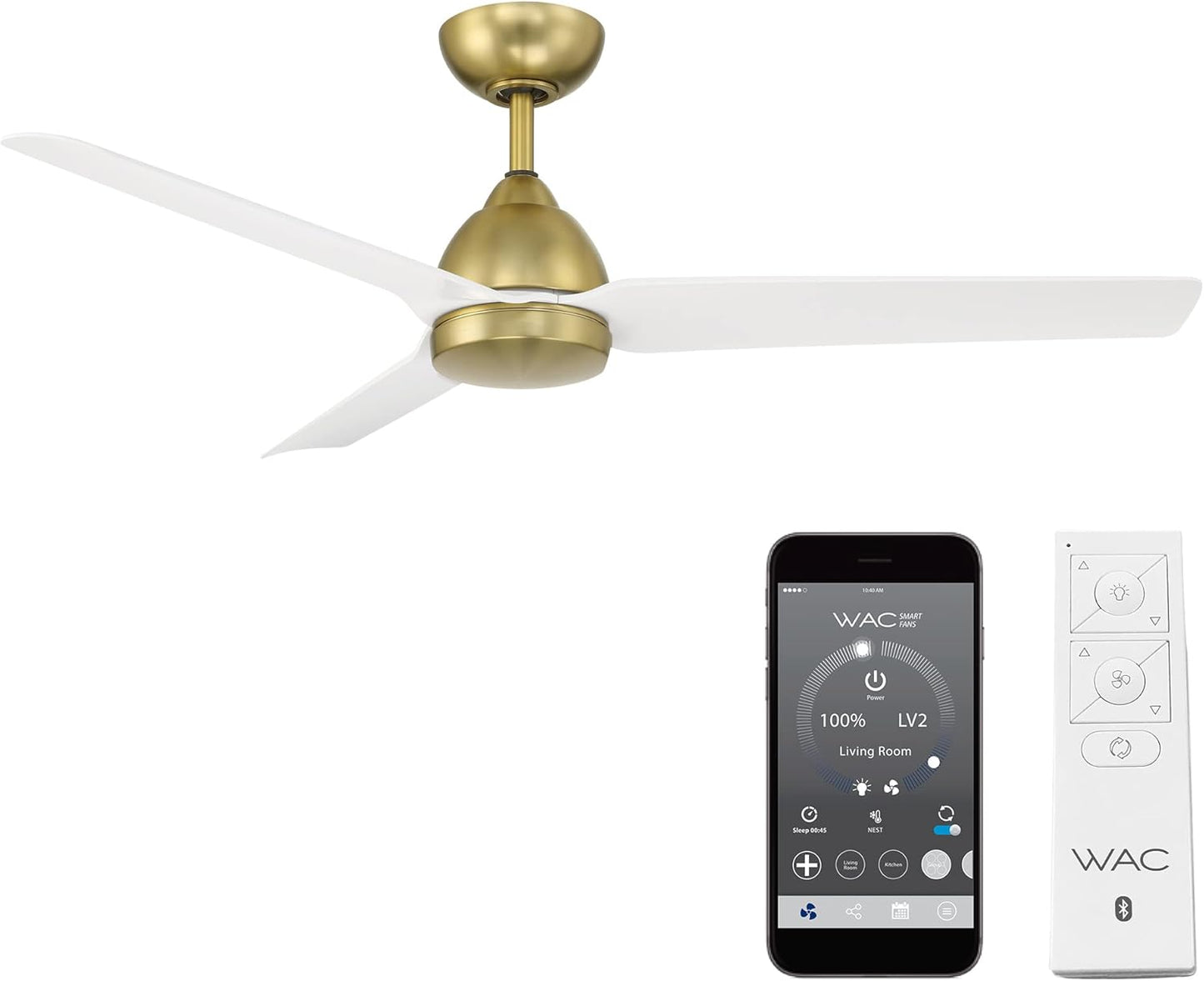 Smart Ceiling Fan Works with Alexa 54in Soft Brass