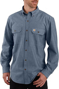 Loose Fit Midweight Chambray Shirt for Men - Soft Garment Wash
