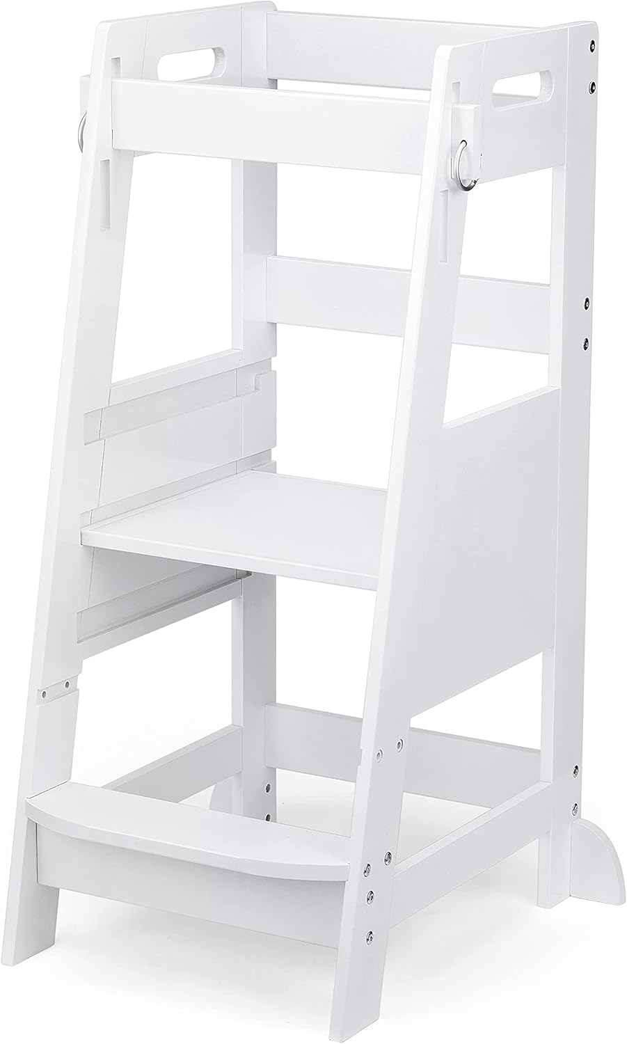 Bamboo Toddler Kitchen Step Stool with Adjustable Height and Safety