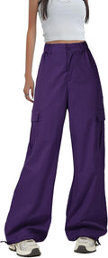 Zando Women's Cargo Parachute Pants - Baggy High Waist Trousers