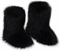 Furry Faux Fur Boots for Women - Mid Calf Fuzzy Snow Boots