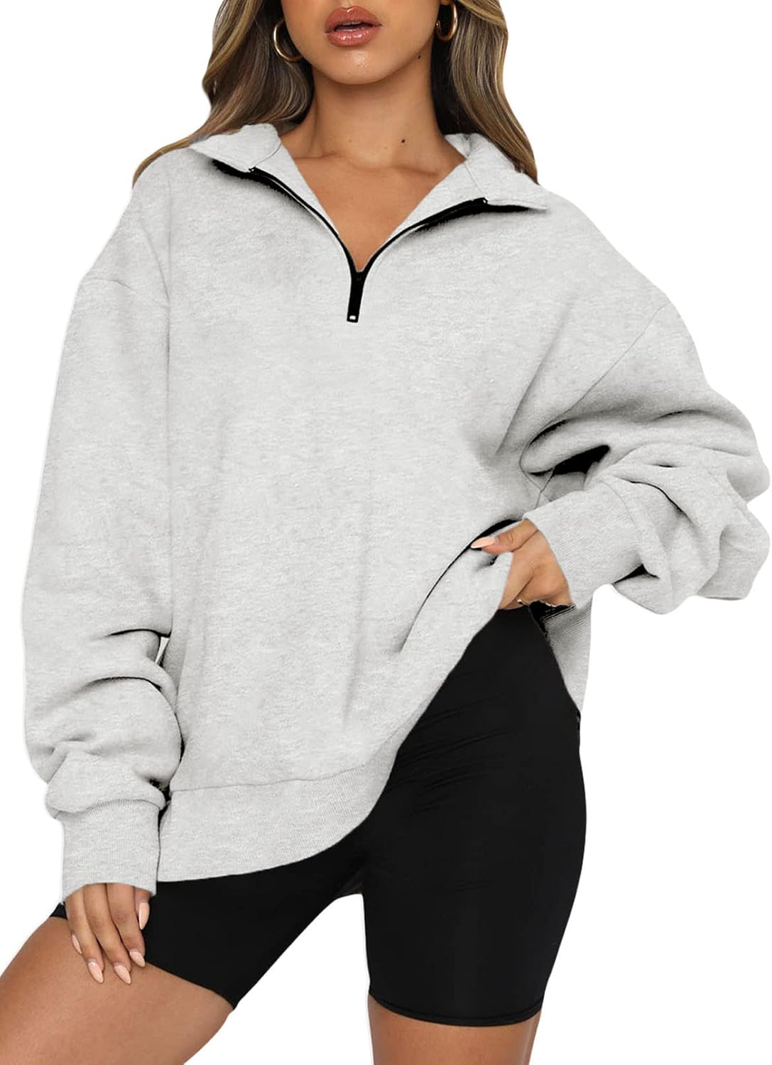 BLENCOT Women's Half Zip Quilted Sweatshirt for Fall Fashion