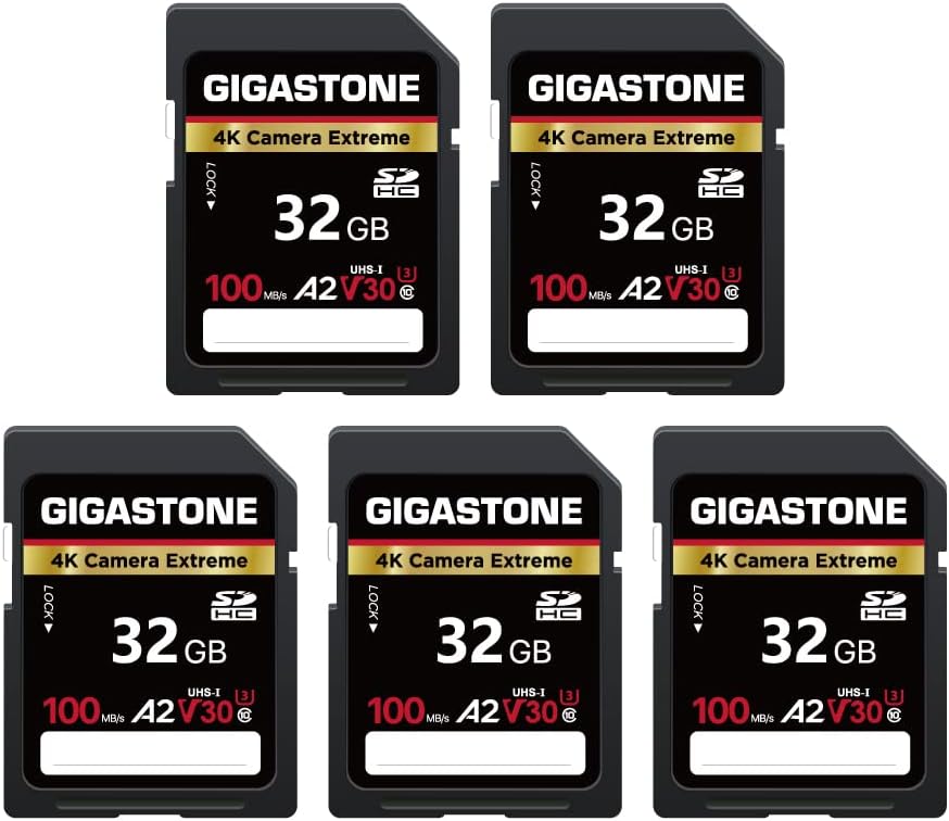 GIGASTONE 32GB SD Card 5-Pack for 4K Camera Extreme Use