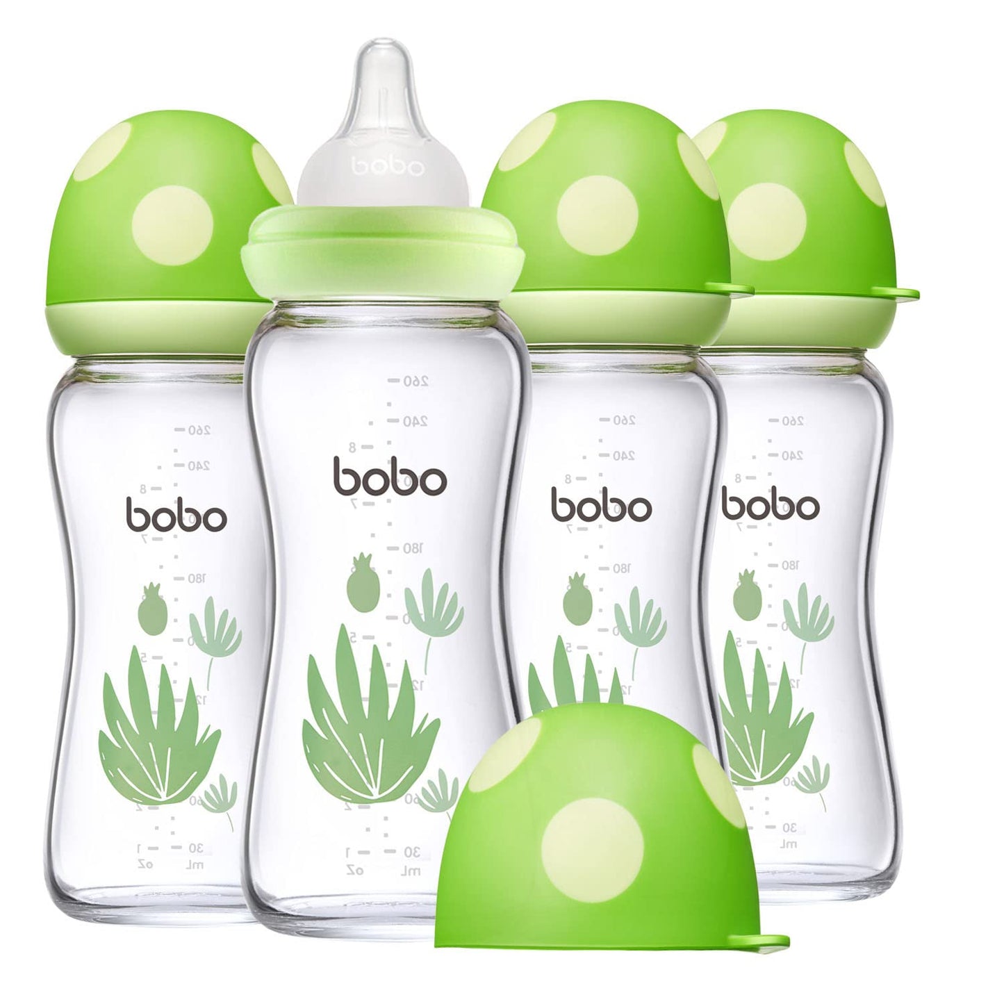 YOHKOH Natural Glass Baby Bottle with Anti-Colic Features