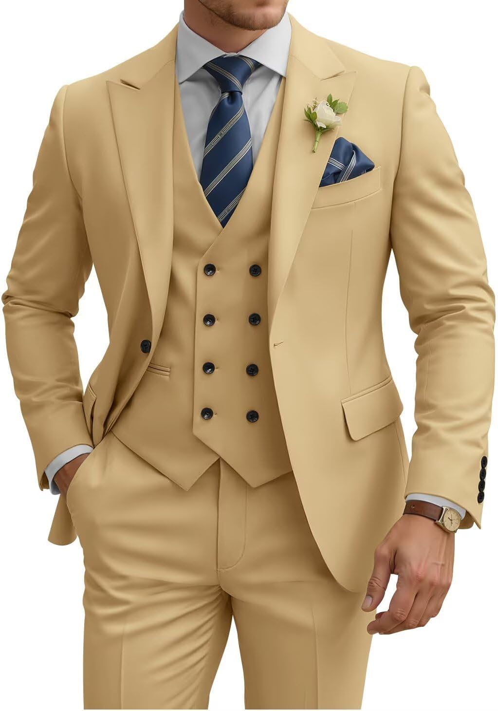 Mens Suit 3 Piece Slim Fit Double Breasted Tuxedo for Events