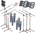 GRIFFIN 6 Pack Boom Mic Stands with Cardioid Microphones