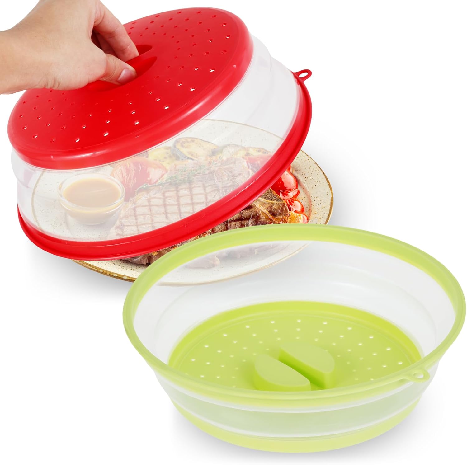 FALESOUL 2 Pack Collapsible Microwave Splatter Cover