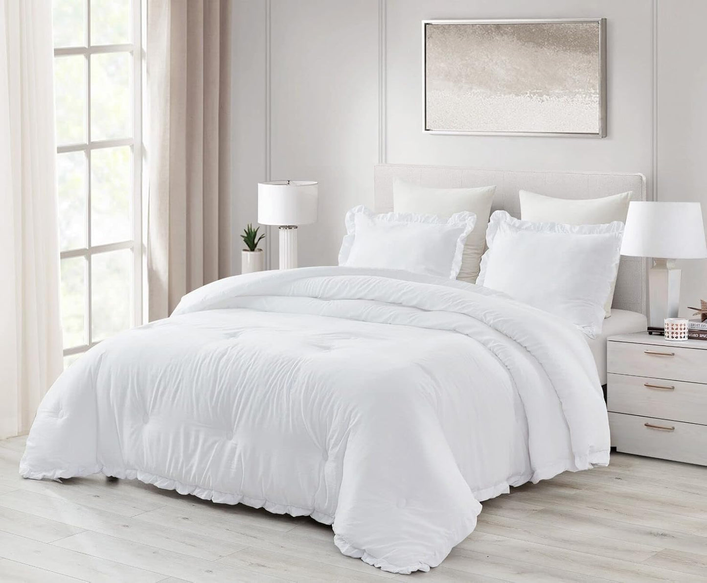 Nora 3-Piece Ruffled Edge Trim Microfiber Comforter Set