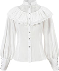 Victorian Blouse Womens Gothic Ruffle Button-Down Top - Vintage Style