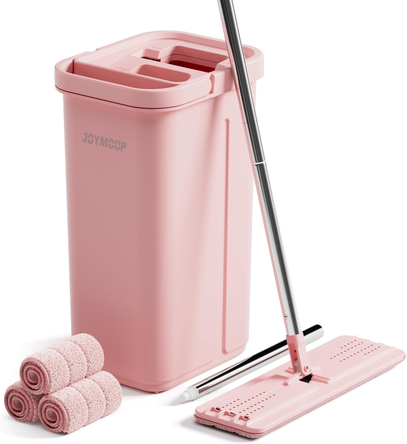JOYMOOP Pink Mop and Bucket Set for Effortless Floor Cleaning