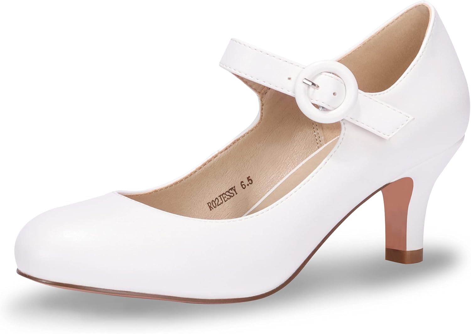 IDIFU Women's Jessy Dress Mary Jane Shoes with Low Kitten Heels