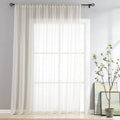 Linen Sheer Sliding Door Curtains 100w x 96l - Light Filtering Drapes