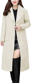 chouyatou Women's Mid-Long Wool Blend Coat - Warm, Classic Fit