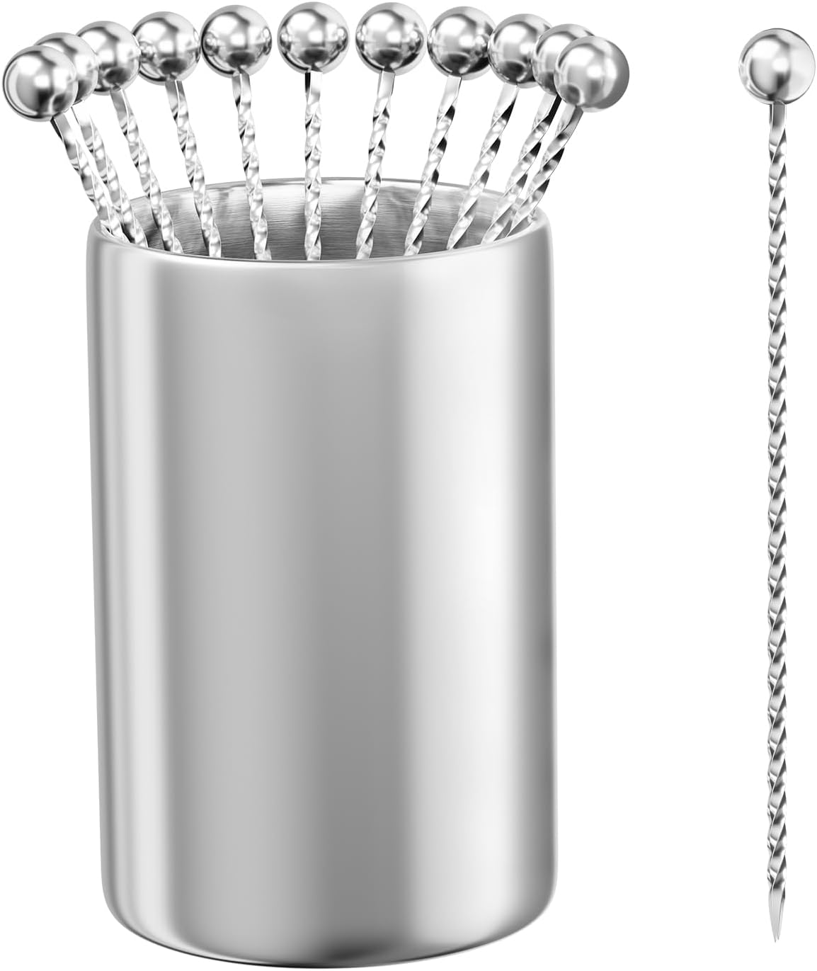 304 Stainless Steel Cocktail Picks + Holder Set