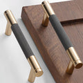 3.75 in Center to Center Gold Grey Cabinet Handles - Knurled Pulls