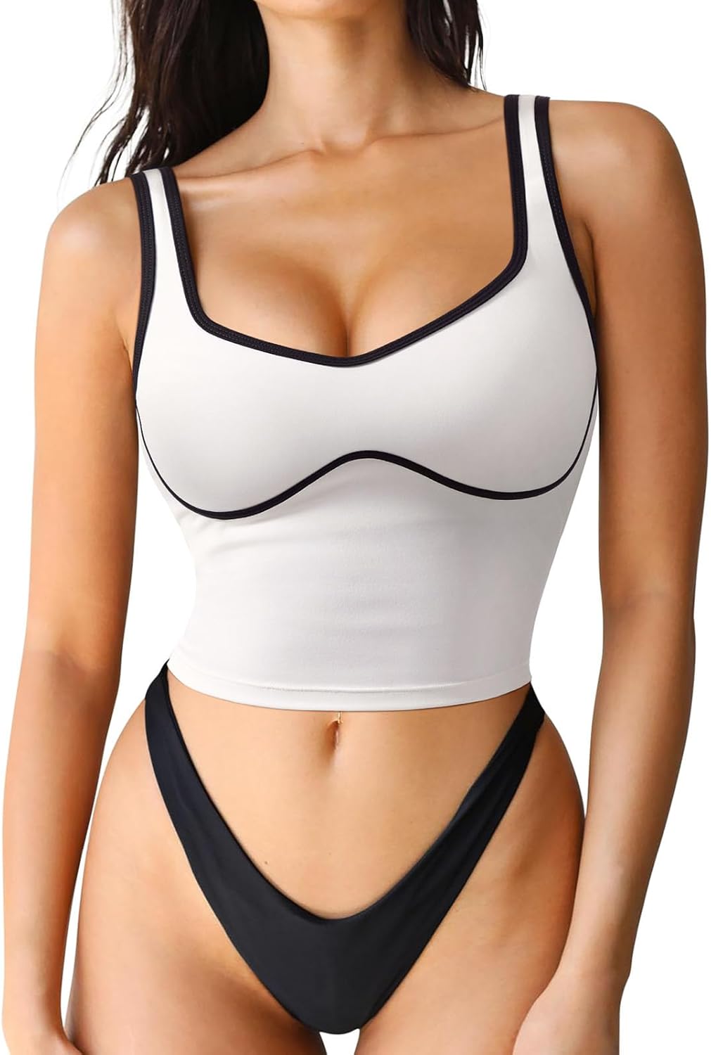 Sweetheart Neckline Longline Sports Bra for Women Workout Tops