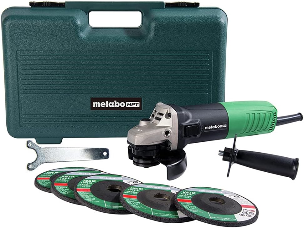 Metabo HPT 4-1/2-Inch Angle Grinder with 5 Wheels & Case