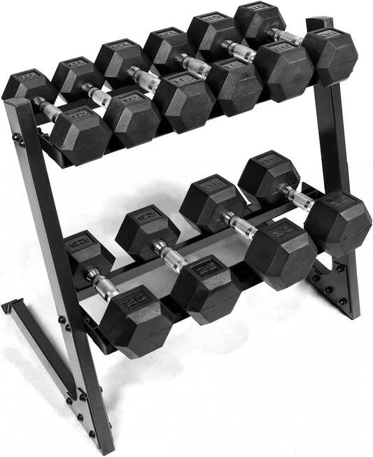 200lb Dumbbell Set with Rack - Strength & Toning!
