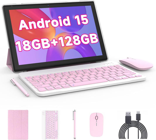 10 inch Tablet with Keyboard Android 15 for Work and Play