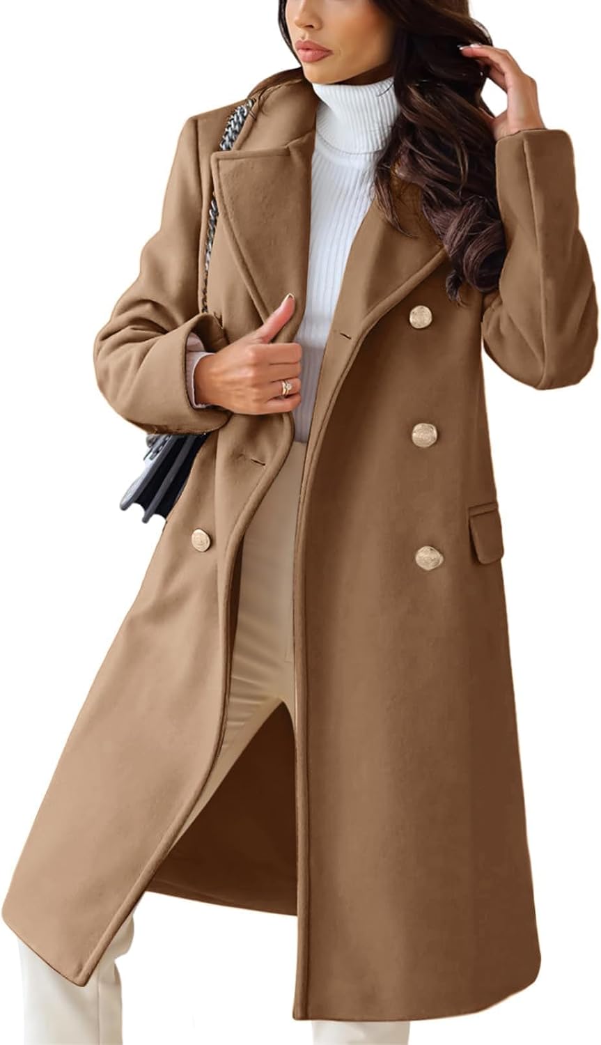 CHARTOU Women's Winter Jacket Long Wool Blend Trench Coat