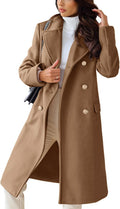 CHARTOU Women's Winter Jacket Double-Breasted Wool Blend Trench - Warm