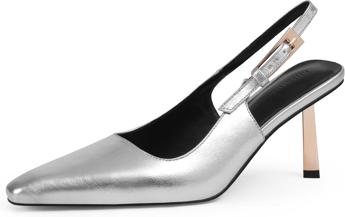 iiimmu Slingback Heels for Women with Stylish Gold Buckle