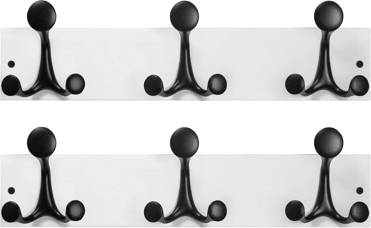 17-Inch White Wood Coat Rack with Triple Hooks for Storage
